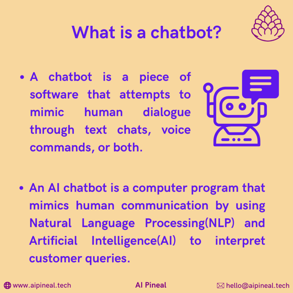 A chatbot is a piece of software that attempts to mimic human dialogue through text chats, voice commands, or both.